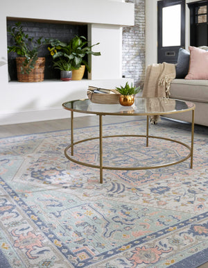 Multicolor 8' x 8' Whitney Square Area Rug Classic Vintage Distressed Look Traditional Persian Inspired Carpet for Home Decor for Sale at Rug Engine