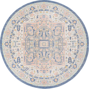 Multicolor 7' x 7' Whitney Round Area Rug Classic Vintage Distressed Look Traditional Persian Inspired Carpet for Home Decor for Sale at Rug Engine