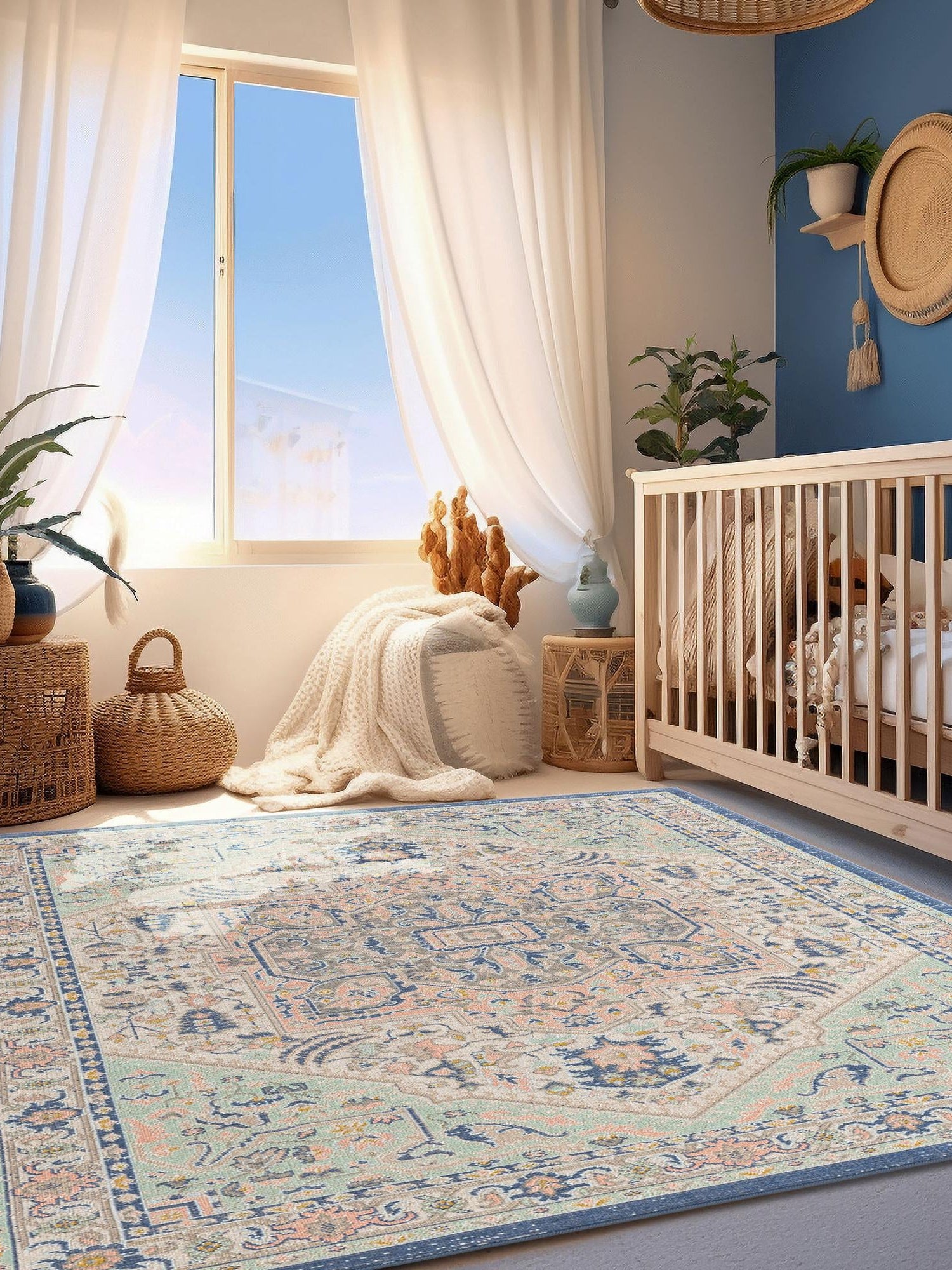 Multicolor 8' x 10' Whitney Rectangle Area Rug Classic Vintage Distressed Look Traditional Persian Inspired Carpet for Home Decor for Sale at Rug Engine
