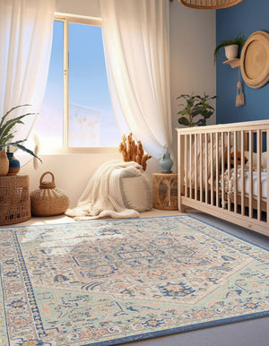 Multicolor 8' x 10' Whitney Rectangle Area Rug Classic Vintage Distressed Look Traditional Persian Inspired Carpet for Home Decor for Sale at Rug Engine