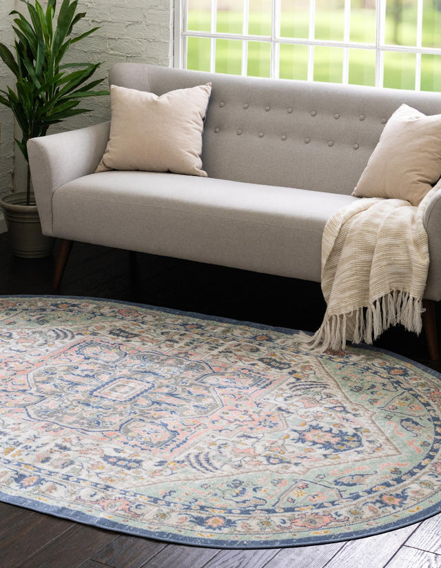 Multicolor 3' x 5' 3 Whitney Oval Area Rug Classic Vintage Distressed Look Traditional Persian Inspired Carpet for Home Decor for Sale at Rug Engine