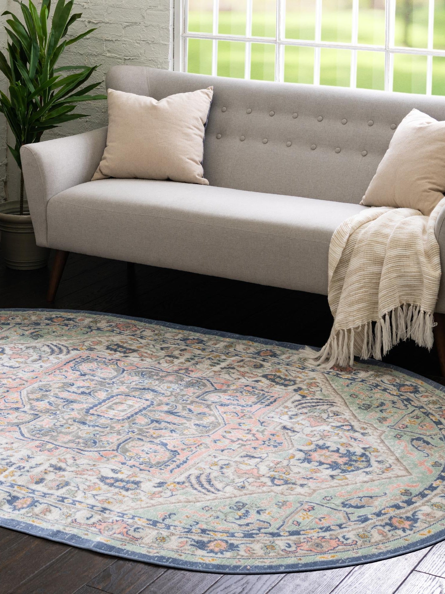 Multicolor 8' x 10' Whitney Oval Area Rug Classic Vintage Distressed Look Traditional Persian Inspired Carpet for Home Decor for Sale at Rug Engine