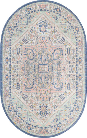 Multicolor 5' x 8' Whitney Oval Area Rug Classic Vintage Distressed Look Traditional Persian Inspired Carpet for Home Decor for Sale at Rug Engine