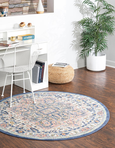 Multicolor 7' x 7' Whitney Round Area Rug