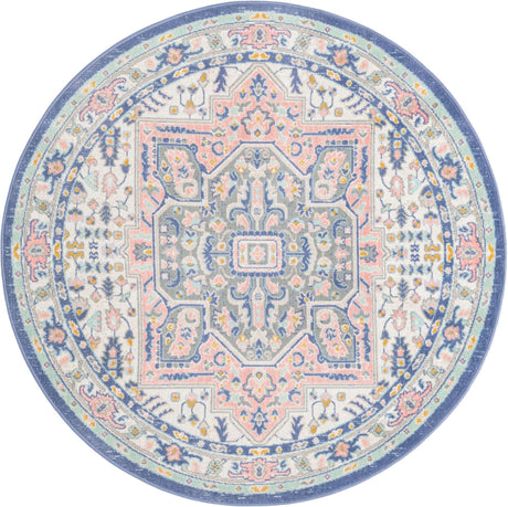 Multicolor 5' x 5' Whitney Round Area Rug