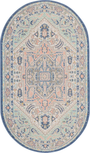 Multicolor 3' x 5' 3 Whitney Oval Area Rug Classic Vintage Distressed Look Traditional Persian Inspired Carpet for Home Decor for Sale at Rug Engine