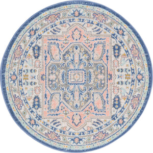 Multicolor 3' 3 x 3' 3 Whitney Round Area Rug Classic Vintage Distressed Look Traditional Persian Inspired Carpet for Home Decor for Sale at Rug Engine