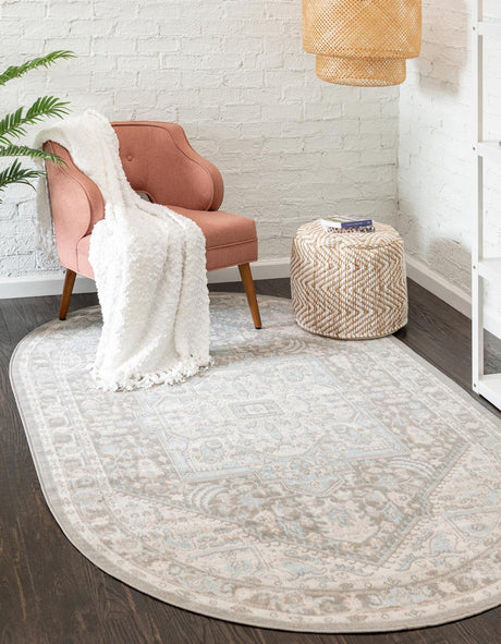Cloud Gray 5' 1 x 8' Whitney Oval Area Rug