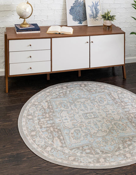 Cloud Gray 5' 3 x 5' 3 Whitney Round Area Rug