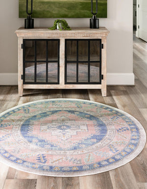 French Blue 7' x 7' Whitney Round Area Rug