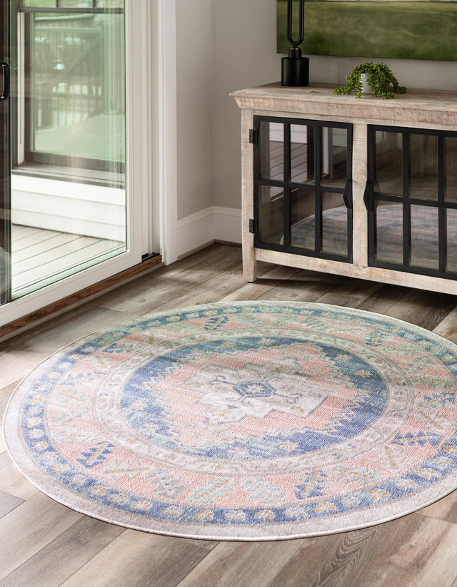 French Blue 5' x 5' Whitney Round Area Rug