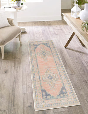 French Blue 2' x 6' Whitney Runner Area Rug Classic Vintage Distressed Look Traditional Persian Inspired Carpet for Home Decor for Sale at Rug Engine