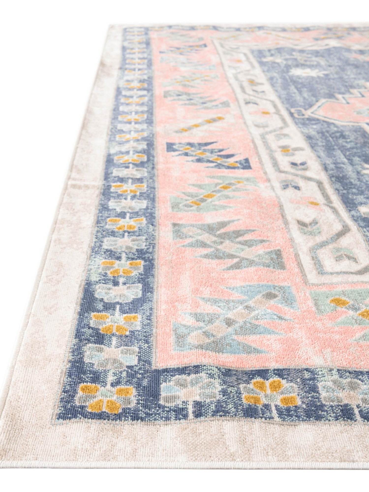 French Blue 2' x 6' Whitney Runner Area Rug Classic Vintage Distressed Look Traditional Persian Inspired Carpet for Home Decor for Sale at Rug Engine