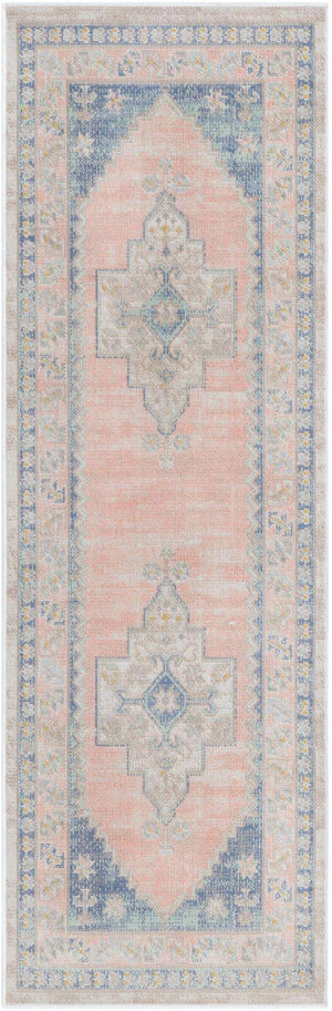 French Blue 2' x 6' Whitney Runner Area Rug Classic Vintage Distressed Look Traditional Persian Inspired Carpet for Home Decor for Sale at Rug Engine