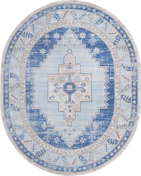 Sky blue 8' x 10' Whitney Oval Area Rug