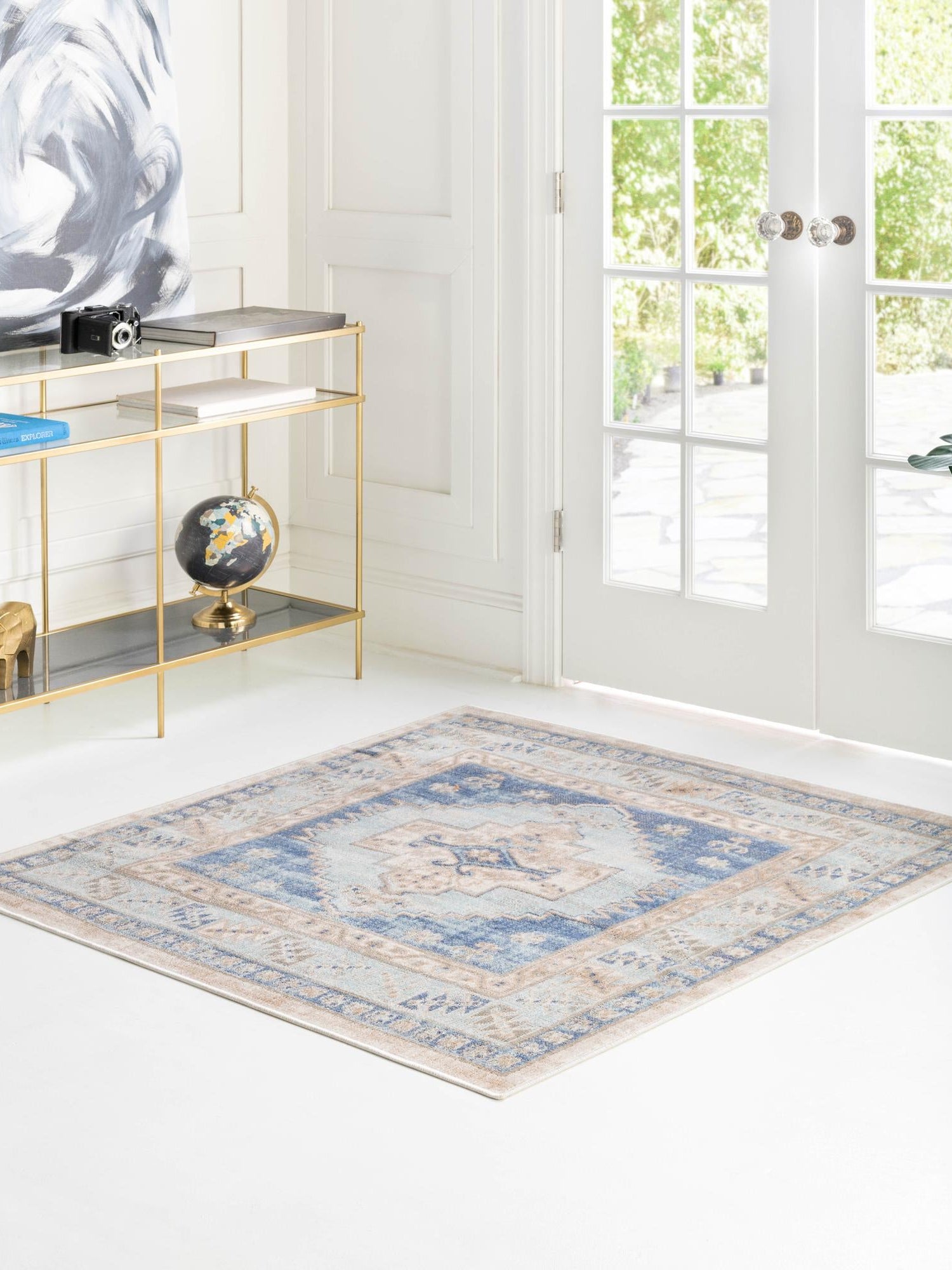 Sky blue 4' x 4' Whitney Square Area Rug