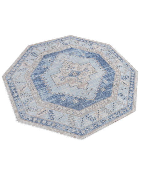 Sky blue 7' x 7' Whitney Octagon Area Rug