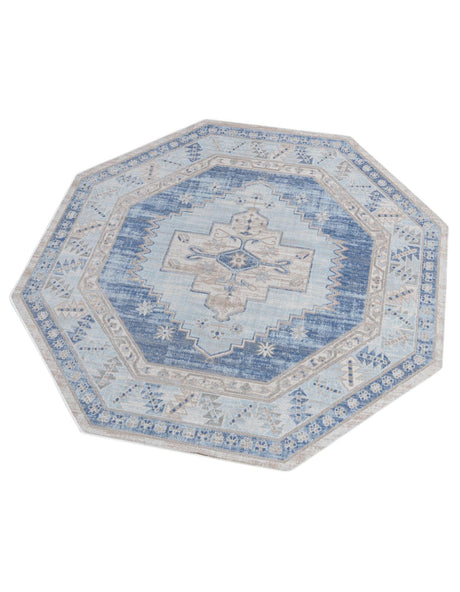 Sky blue 7' x 7' Whitney Octagon Area Rug