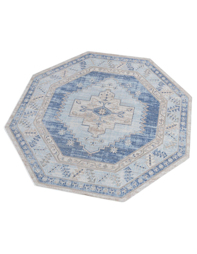 Sky blue 7' x 7' Whitney Octagon Area Rug