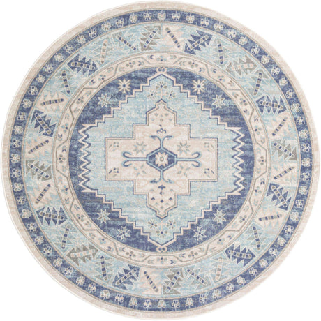 Sky blue 7' x 7' Whitney Round Area Rug