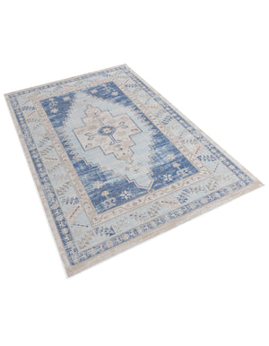 Sky blue 5' 3 x 8' Whitney Rectangle Area Rug Classic Vintage Distressed Look Traditional Persian Inspired Carpet for Home Decor for Sale at Rug Engine