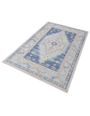 Sky blue 5' 3 x 8' Whitney Rectangle Area Rug Classic Vintage Distressed Look Traditional Persian Inspired Carpet for Home Decor for Sale at Rug Engine