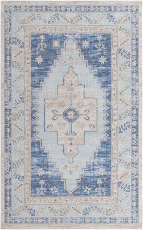 Sky blue 5' 3 x 8' Whitney Rectangle Area Rug