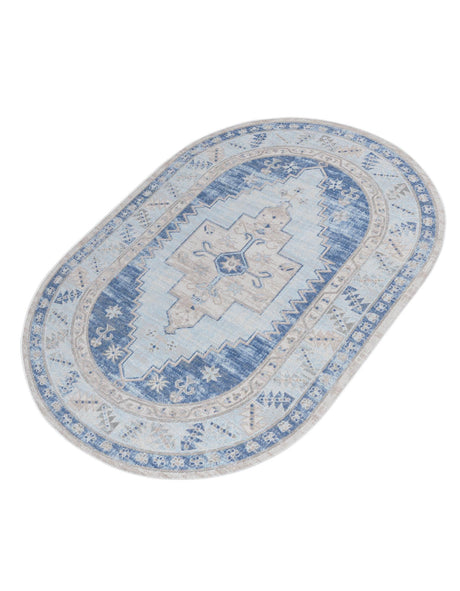 Sky blue 5' x 8' Whitney Oval Area Rug