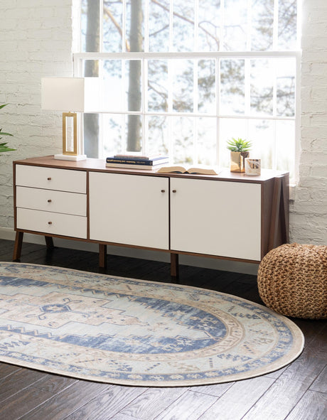 Sky blue 8' x 10' Whitney Oval Area Rug