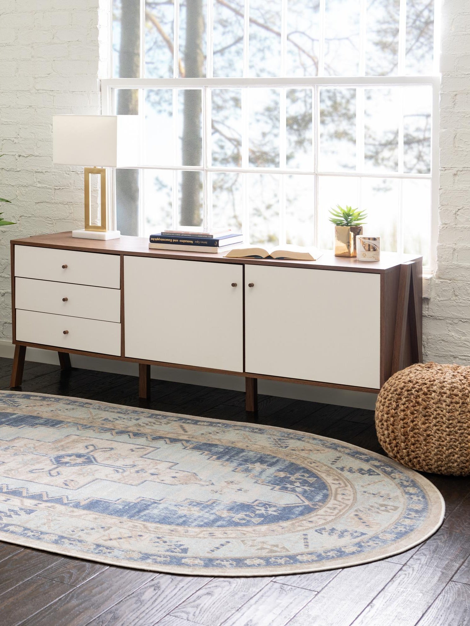 Sky blue 4' 1 x 6' 1 Whitney Oval Area Rug