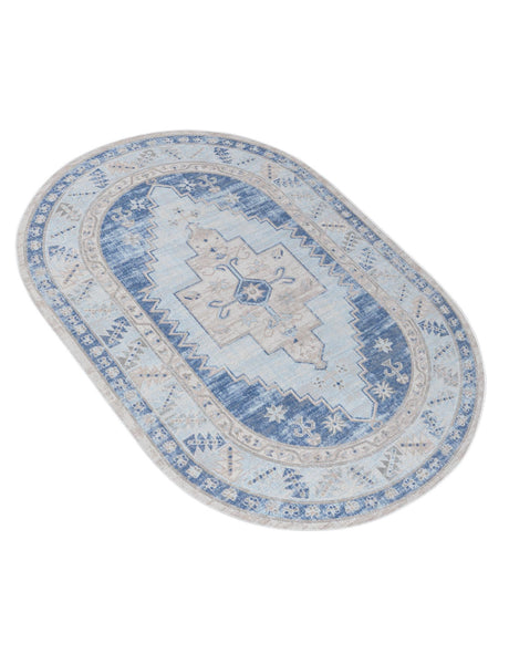 Sky blue 5' x 8' Whitney Oval Area Rug