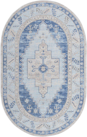 Sky blue 5' x 8' Whitney Oval Area Rug