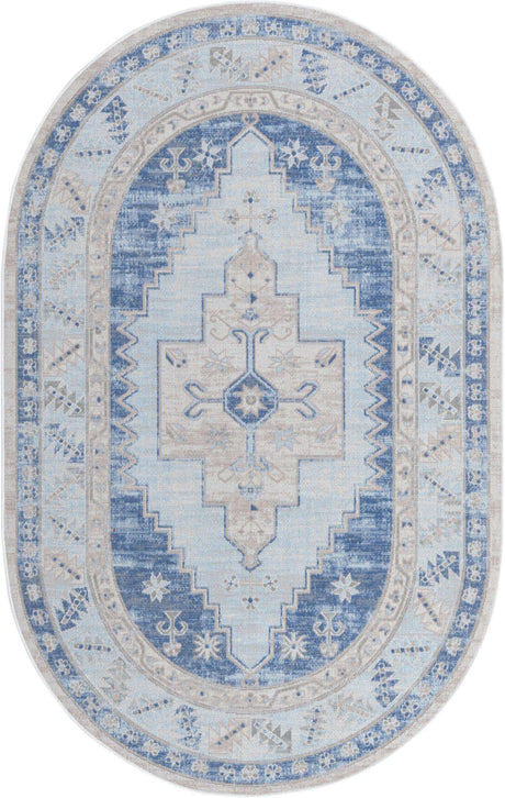 Sky blue 5' x 8' Whitney Oval Area Rug