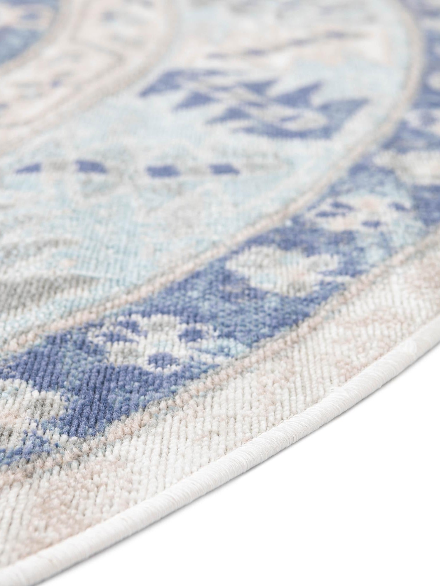 Sky blue 7' 10 x 7' 10 Whitney Round Area Rug Classic Vintage Distressed Look Traditional Persian Inspired Carpet for Home Decor for Sale at Rug Engine