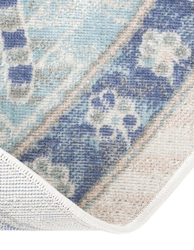 Sky blue 7' 10 x 7' 10 Whitney Round Area Rug Classic Vintage Distressed Look Traditional Persian Inspired Carpet for Home Decor for Sale at Rug Engine