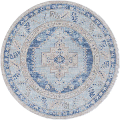 Sky blue 5' x 5' Whitney Round Area Rug