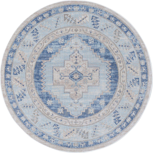 Sky blue 5' x 5' Whitney Round Area Rug