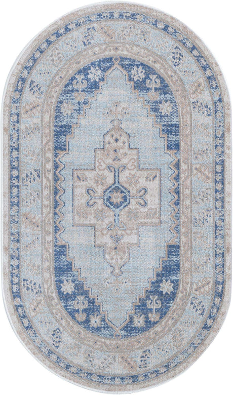Sky blue 3' x 5' 3 Whitney Oval Area Rug