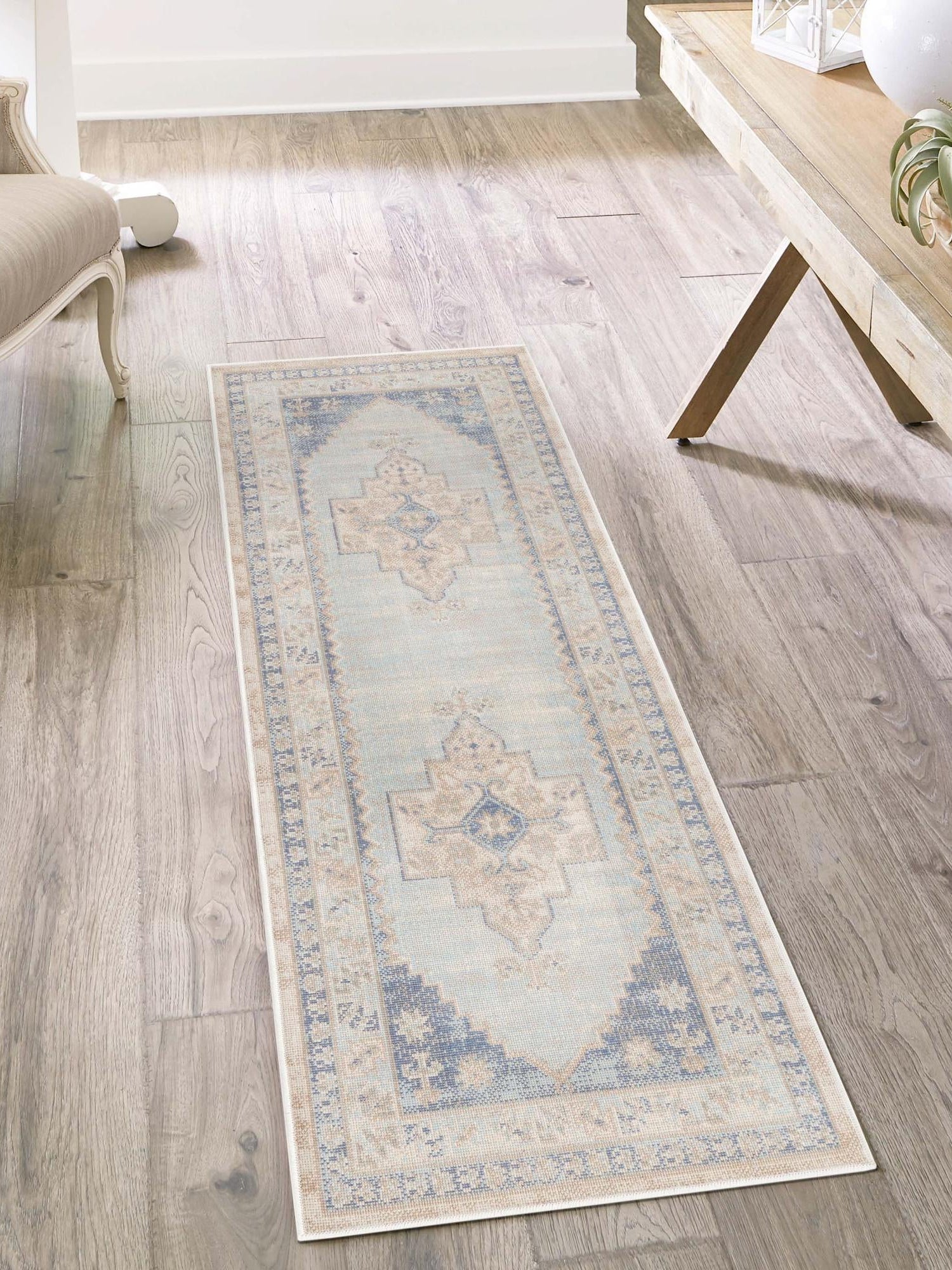 Sky blue 2' 7 x 12' Whitney Runner Area Rug