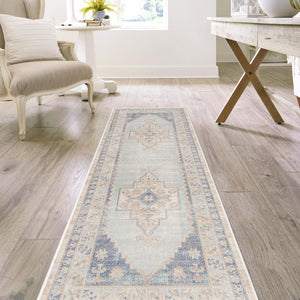 Sky blue 2' 7 x 12' Whitney Runner Area Rug