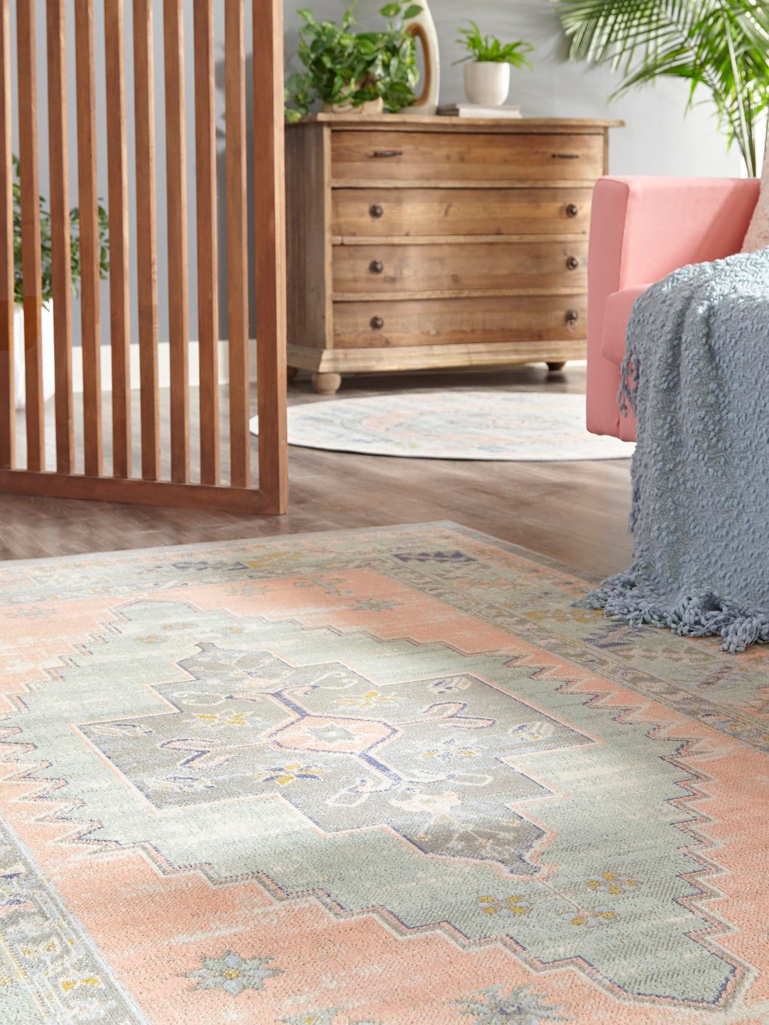 Pink 9' x 12' Whitney Rectangle Area Rug Classic Vintage Distressed Look Traditional Persian Inspired Carpet for Home Decor for Sale at Rug Engine