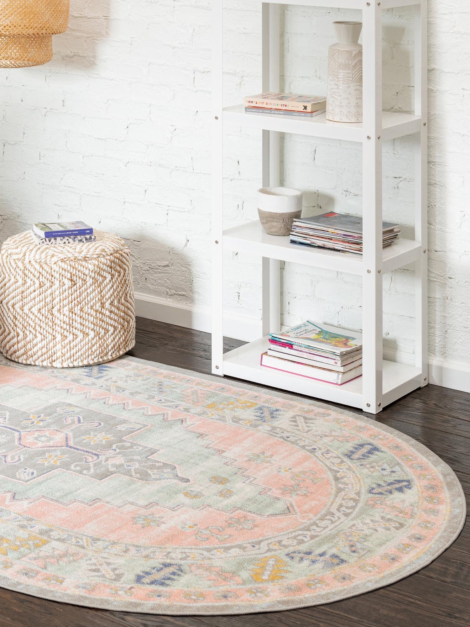 Pink 5' x 8' Whitney Oval Area Rug Classic Vintage Distressed Look Traditional Persian Inspired Carpet for Home Decor for Sale at Rug Engine