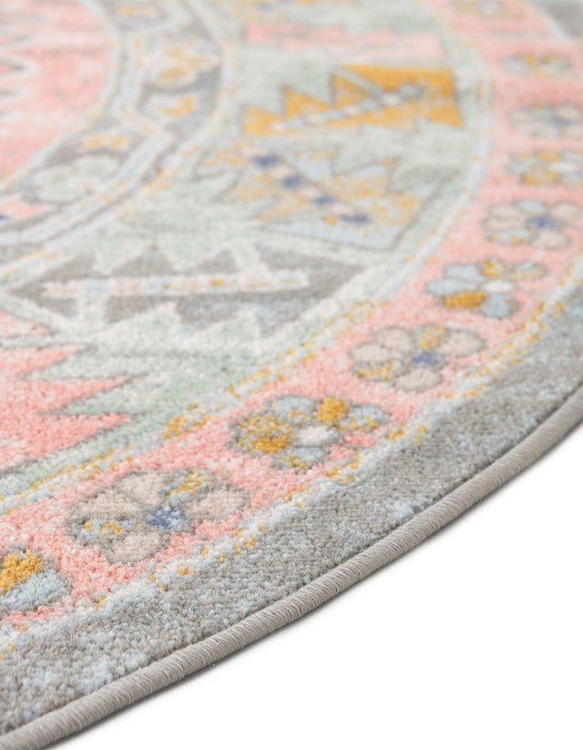 Pink 10' x 10' Whitney Round Area Rug Classic Vintage Distressed Look Traditional Persian Inspired Carpet for Home Decor for Sale at Rug Engine