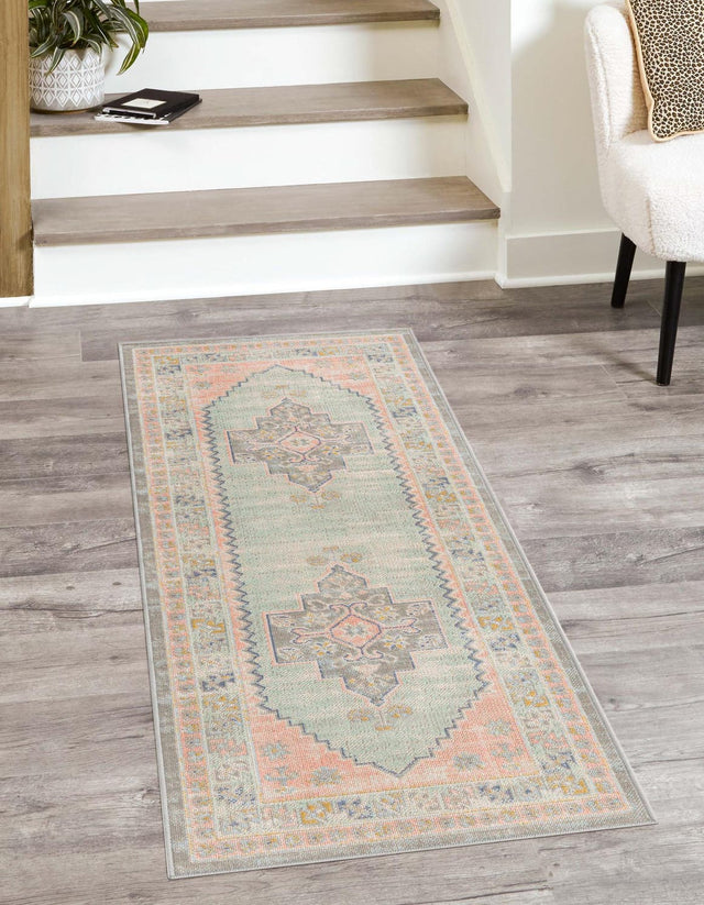 Pink 2' 7 x 12' Whitney Runner Area Rug Classic Vintage Distressed Look Traditional Persian Inspired Carpet for Home Decor for Sale at Rug Engine