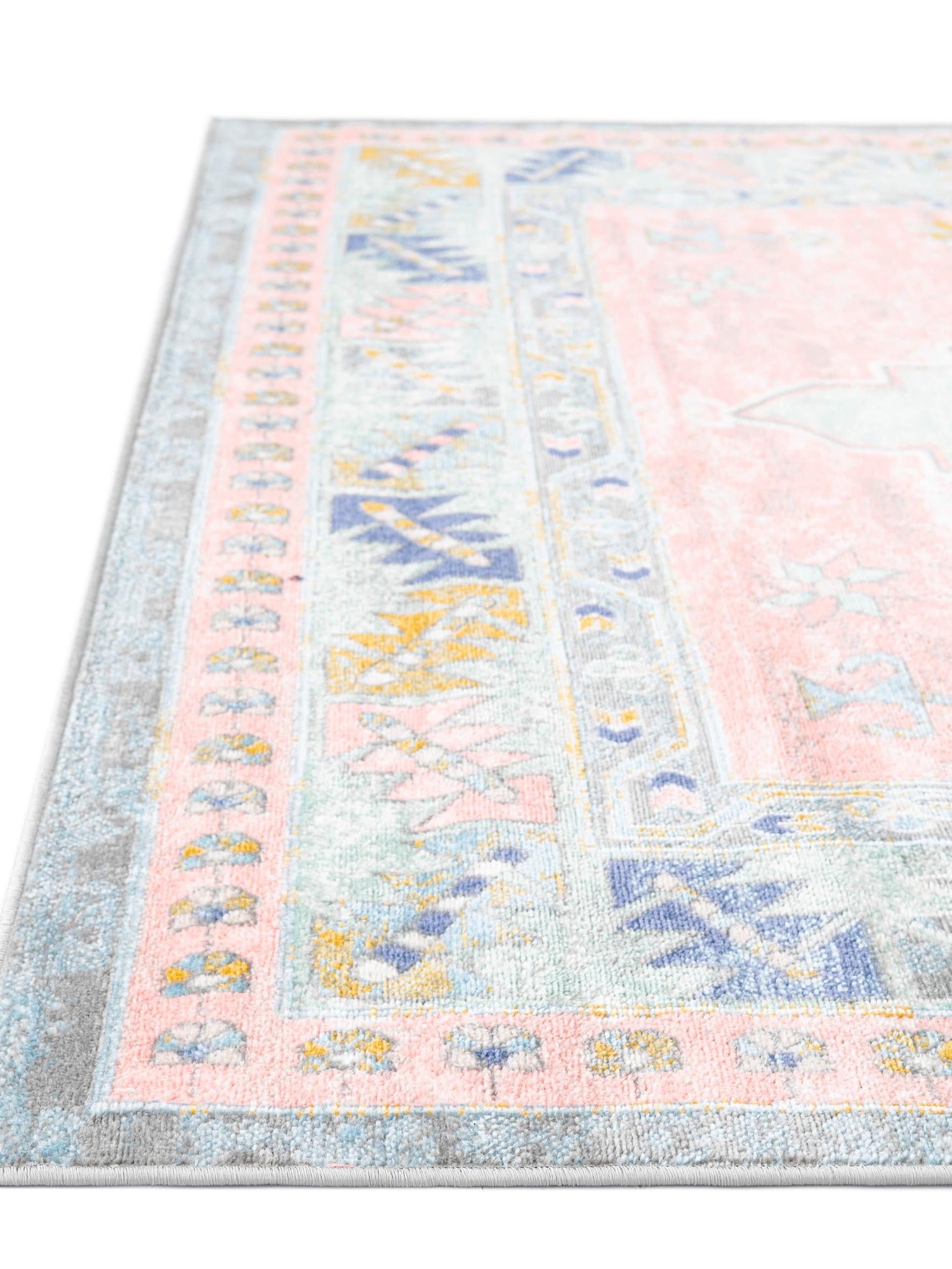Pink 2' 7 x 12' Whitney Runner Area Rug Classic Vintage Distressed Look Traditional Persian Inspired Carpet for Home Decor for Sale at Rug Engine
