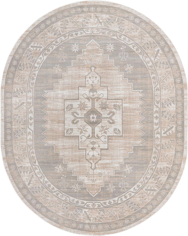 Mink 8' x 10' Whitney Oval Area Rug Classic Vintage Distressed Look Traditional Persian Inspired Carpet for Home Decor for Sale at Rug Engine