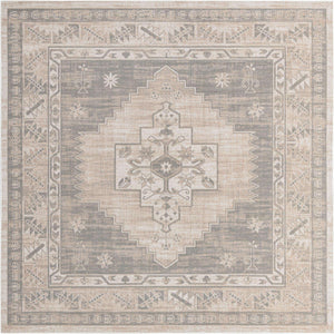 Mink 8' x 8' Whitney Square Area Rug Classic Vintage Distressed Look Traditional Persian Inspired Carpet for Home Decor for Sale at Rug Engine