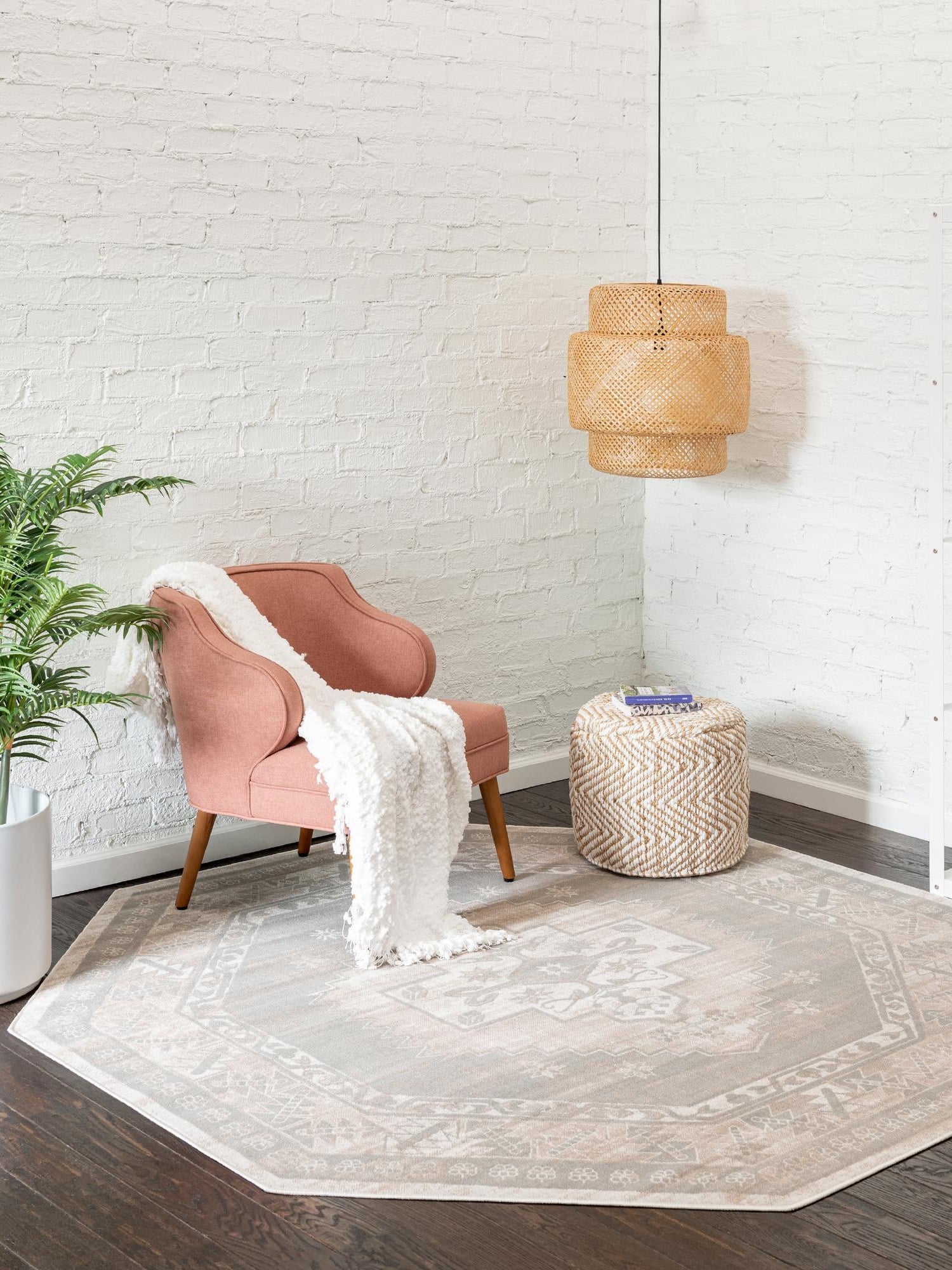 Mink 5' 3 x 5' 3 Whitney Octagon Area Rug