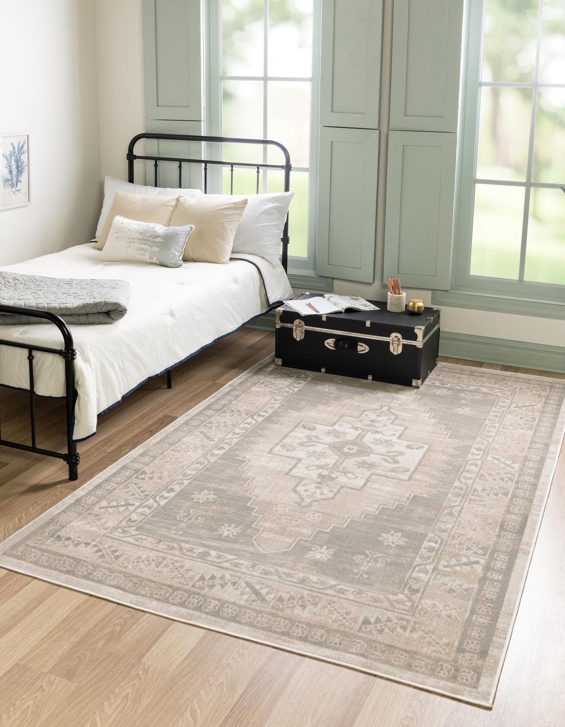 Mink 9' x 12' Whitney Rectangle Area Rug Classic Vintage Distressed Look Traditional Persian Inspired Carpet for Home Decor for Sale at Rug Engine