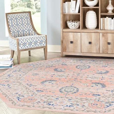 Powder Pink 7' x 7' Whitney Octagon Area Rug